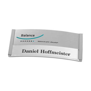 Crachá “Balance Alu-Print”, inclui custos de impressão adicionais