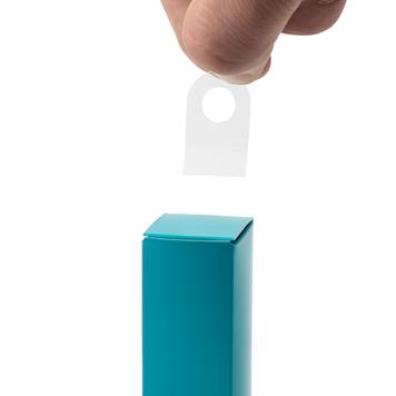 Gancho adesivo com orifício redondo de 10 mm de diâmetro para embalagens de blister